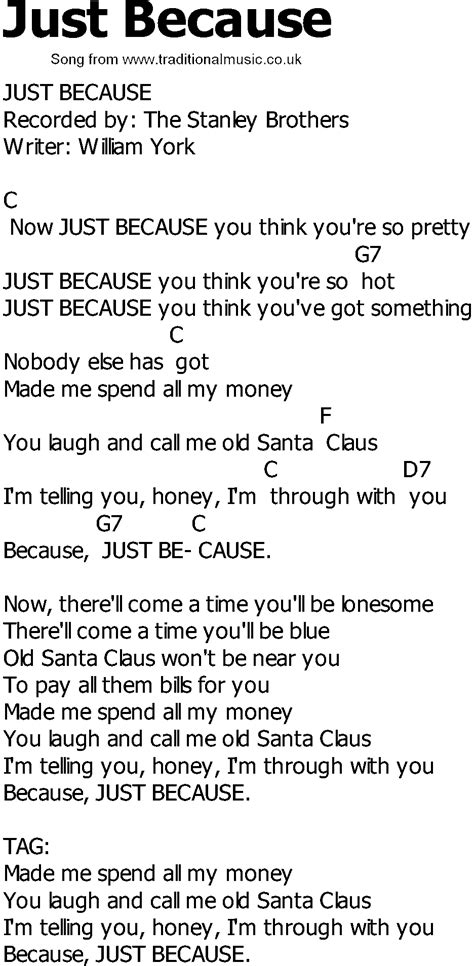 Old Country song lyrics with chords - Just Because