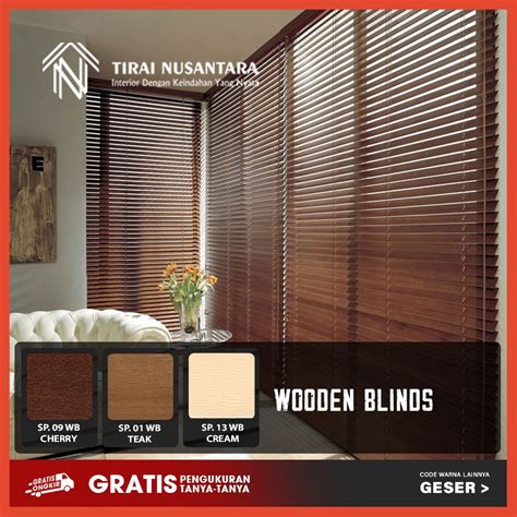 Jual Tirai Kayu Wooden Blind 35 Mm Bahan Kayu Asli Hemat Energi