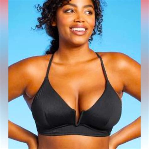 Shade Shore Swim Womens Ribbed Longline Vwire Bikini Top Shade