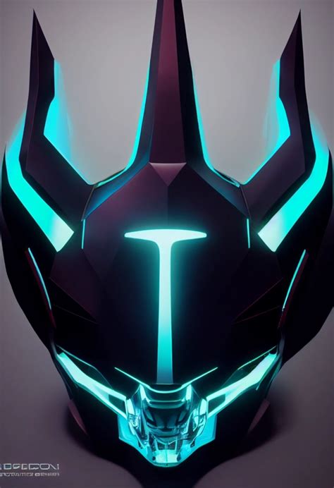 Demonic Horned Tron Helmet Neon Hyper Realistic Midjourney Openart