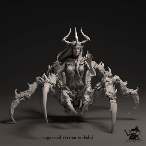 3D Printable Spider Goddess Of The Dark Elves 3 Inch 75 Mm Base 2