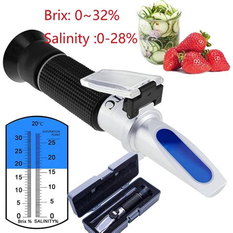 Dual 2 In 1 Brix Salinity Refractometer Scale 0 32 Brix 0 28