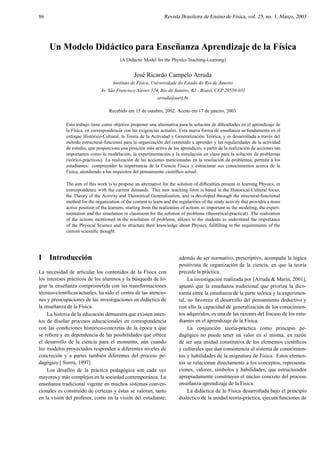 Un modelo didáctico para la enseñanza y aprendizaje de la física PDF