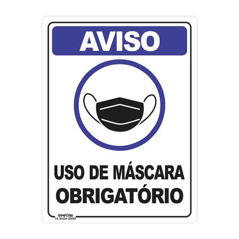 Placa De Sinaliza O Aviso Uso De M Scara Obrigat Rio