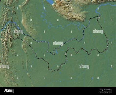 Nong Khai Province Of Thailand Colored Elevation Map With Lakes And