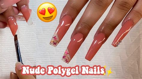 Super Easy Nude Polygel Nail Set Nail Tutorial For Beginners Youtube