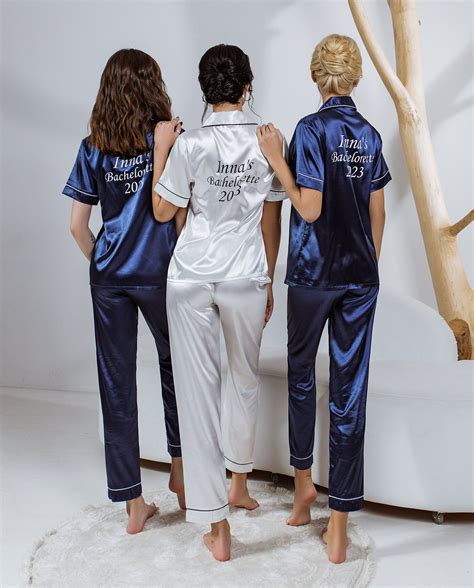 Bachelorette Pajamas Custom Satin Pajamas Personalized Pjs Plus Size