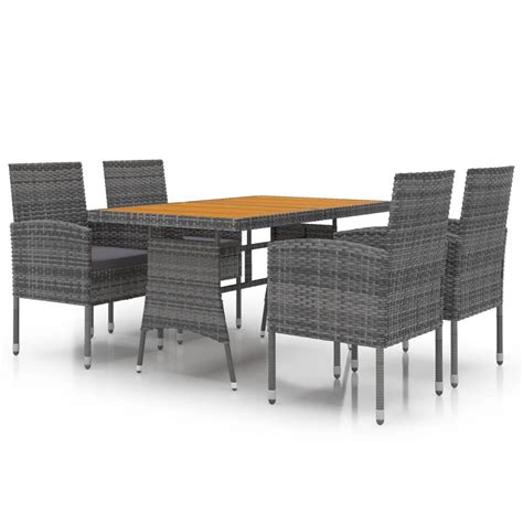 Mobilier à d ner d extérieur 5 pcs Résine tressée Gris Leroy Merlin