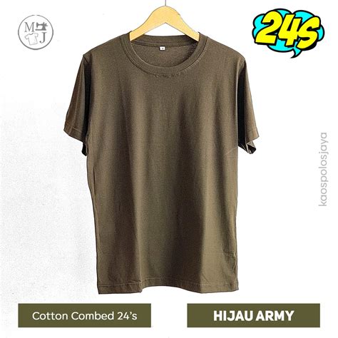 Jual Kaos Polos Hijau Army Kaos Oblong Unisex Kaos Cotton Combed