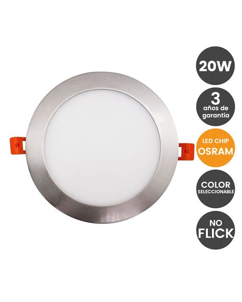 Placa LED Slim Circular 20W Acero CCT OSRAM CHIP 3 años de garantia