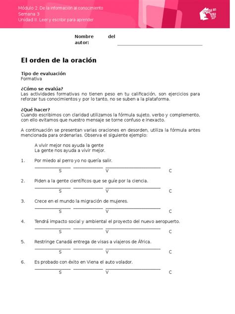 Pdf M S El Orden De La Oraci N Dokumen Tips