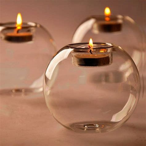 Round Hollow Crystal Glass Candle Holder Wedding Fine Candlestick Dining Room Home Decoration