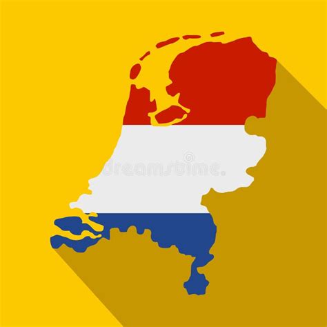 Kaart Van Nederland Met Nederlands Vlagpictogram Vector Illustratie