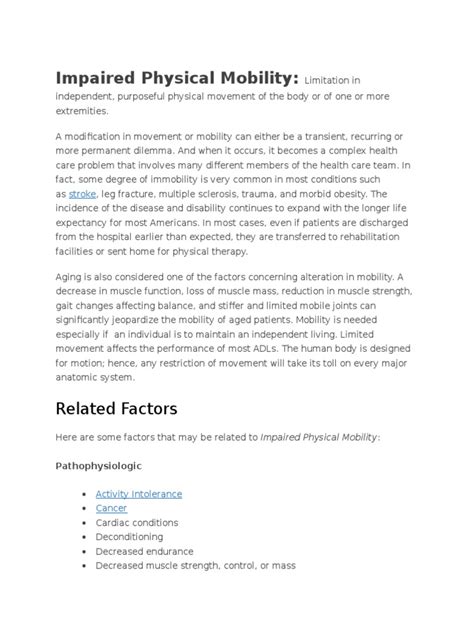 Impaired Physical Mobility Pdf Balance Ability Physical Exercise