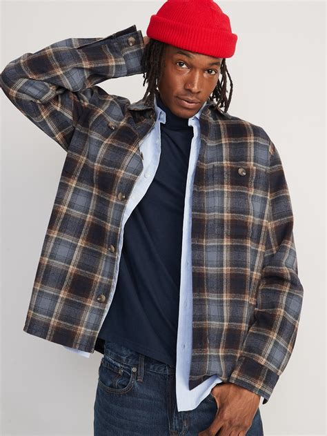 Soft Brushed Plaid Shacket For Men Old Navy