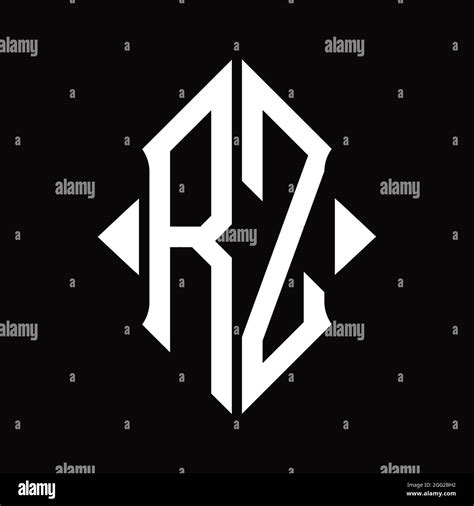 Rz Logo Monogram With Shield Shape Isolated Black Background Design