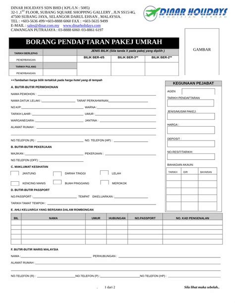 Pdf Borang Pendaftaran Pakej Umrah Dokumentips