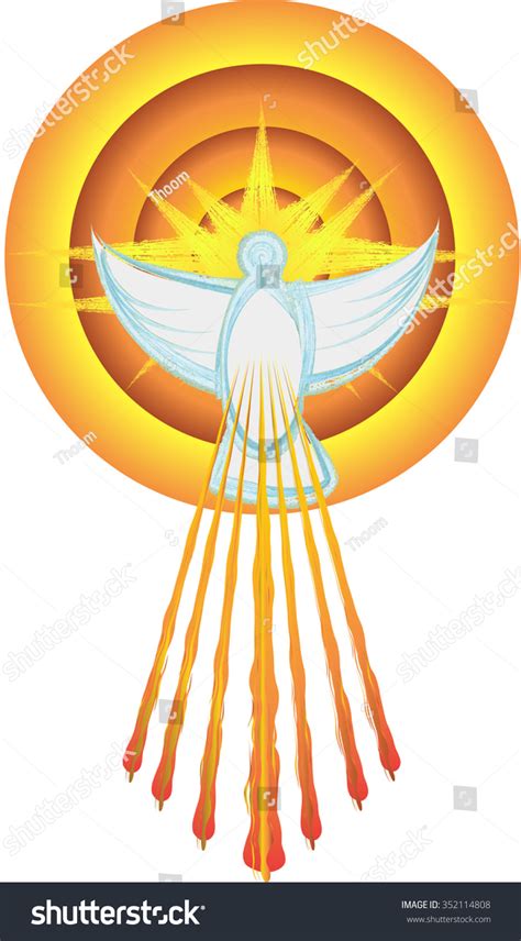 Holy Spirit Symbol Dove Halo Seven Stock Vector Royalty Free