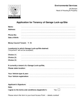 Fillable Online Garage Garage Site Application Form V Updated Dec