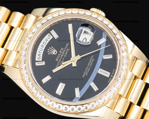 Rolex Rbr Day Date Presidential Black Onyx Diamond Dial Diamond