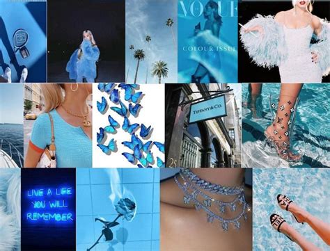 Boujee Blue Aesthetic Wall Collage Kit Digital Download Etsy Light