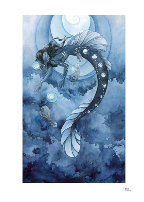 Deep Sea Mermaid Watercolor Art Print, Fantasy Art, Fae Art, Water ...