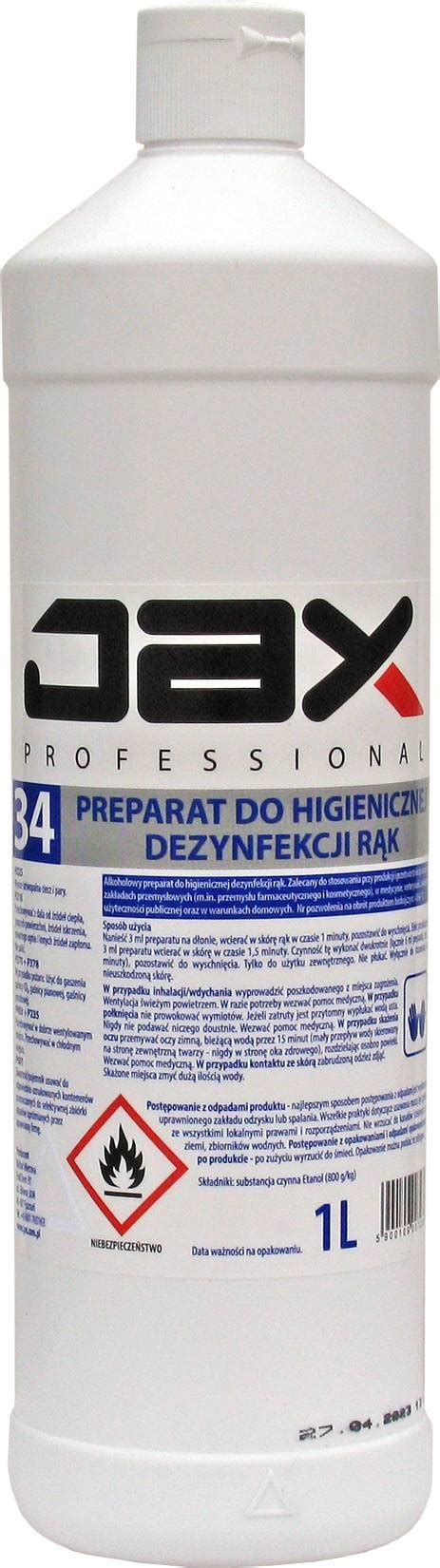 PREPARAT DO HIGIENICZNEJ DEZYNFEKCJI RĄK JAX PROFESSIONAL 34 1l