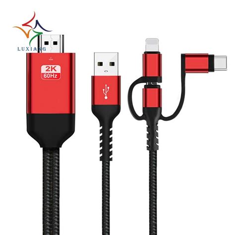 3 In 1 สายเคเบิลอะแดปเตอร์ Micro Usb Type C เป็น Hdmi 2 เมตร สําหรับ