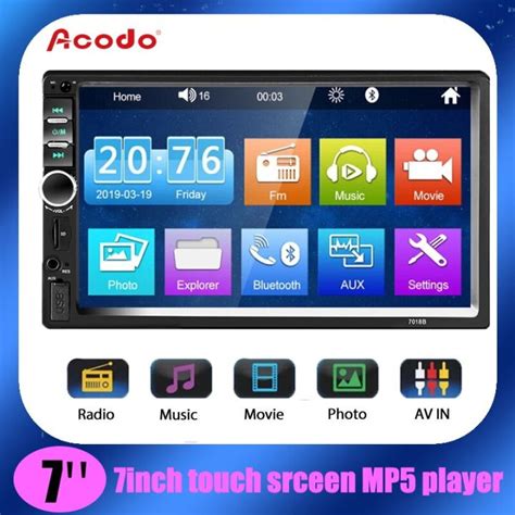 Acodo เครื่องเสียง2din สเตอริโอ7นิ้วแบบมีสายวิทยุติดรถยนต์หน้าจอสัมผัส