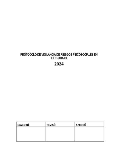 Protocolo De Vigilancia De Riesgos Psicosociales En 2024 Pdf Estrés