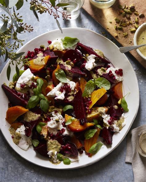 Beet Burrata Salad With Pistachio Vinaigrette What S Gaby Cooking