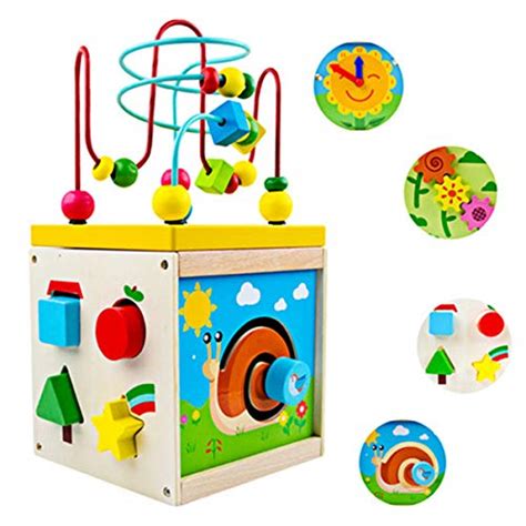 Multipurpose Activity Cube Center Bead Maze Shape Sorter Wooden Early