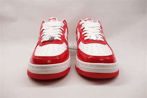 A Bathing Ape Bape Sta Patent Leather White Red 2023 Reps