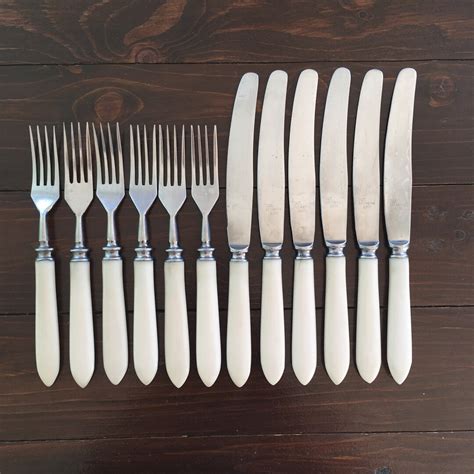 Antique Cutlery Set Bakelite Flatware 12 Knives And Forks Vintage