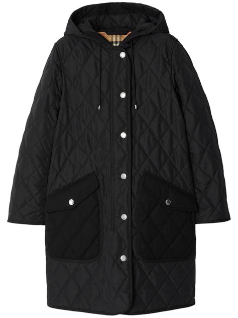 Burberry Diamond Quilted Hooded Coat Black Farfetch