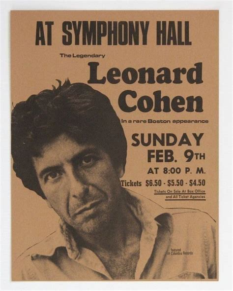 Leonard Cohen Leonard Cohen Concert Posters Vintage Concert Posters