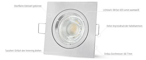 10 Stück LED Einbaustrahler warmweiß GU10 6W 230V Edelstahl Optik