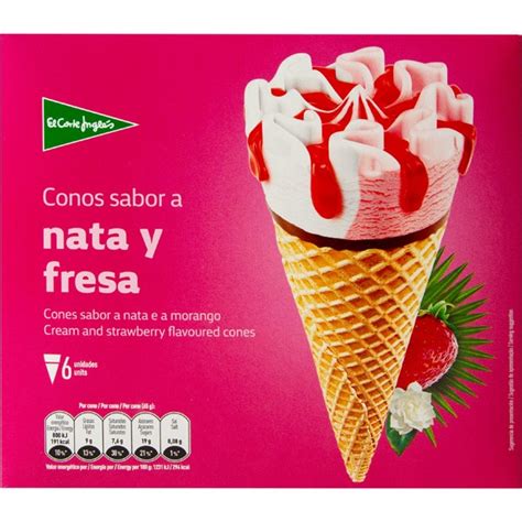 Conos De Helado Sabor A Nata Y Fresa Unidades Estuche Ml El