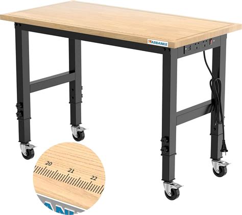 LARBANKE 120 Cm Heavy Duty Workbench For The Garage Rubber Wood