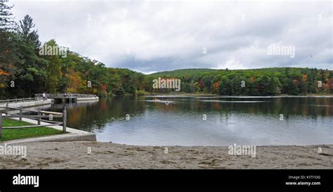 Monterey, MA. Beautiful fall colors along the pond in Beartown State ...