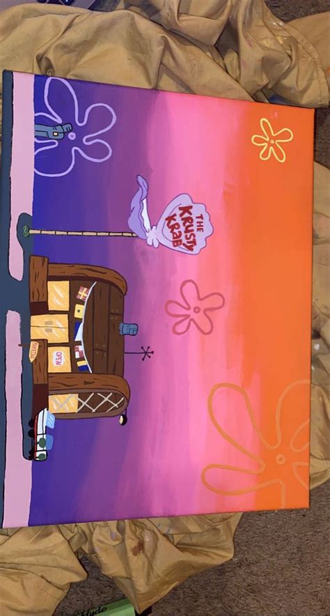 Krusty Krab At Sunset Painting Diy Canvas Art Painting Small Canvas