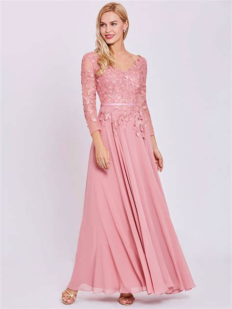 Rosa Partykleid F R Mutter Der Braut V Ausschnitt Langarm A Linie