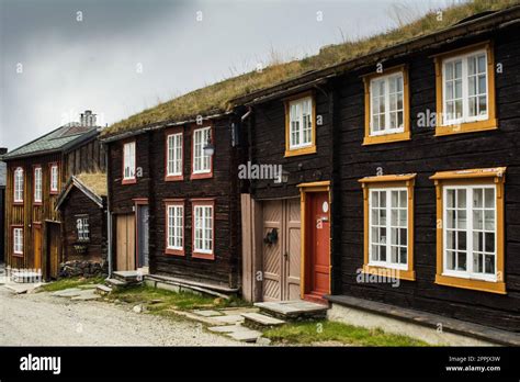 Traditional Wooden House In The Historical Mining Village Of Roros