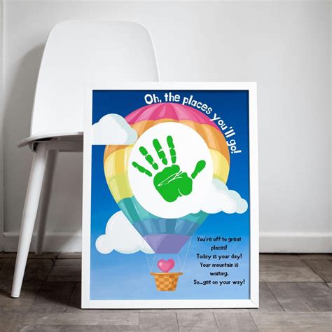 Oh The Places You Ll Go Handprint Art Dr Seuss Birthday Craft Hot Air Balloon Handprint Read