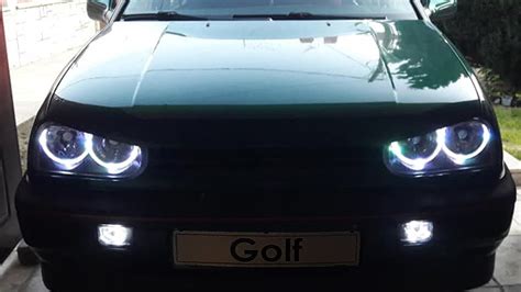 Volkswagen Golf 3 Angel Eyes Instal T10 LED COB Light Bulb YouTube