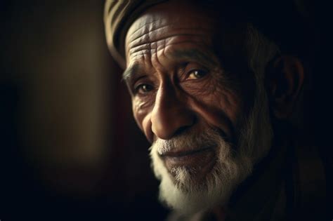 Premium AI Image | Portrait of an old Indian man with white beard and ...