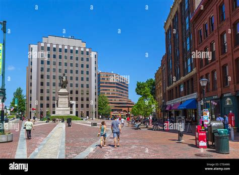 Monument Square From Congress Street In Downtown Portland Maine Usa