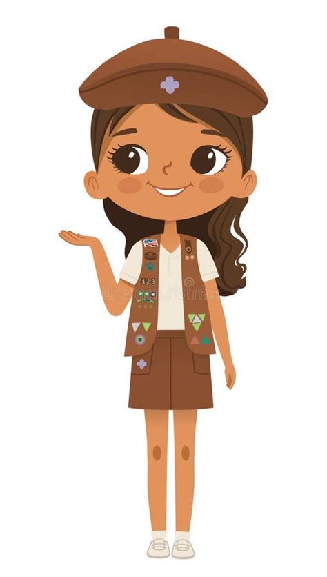 Smiling African American Girl Scout Wearing Sash Stock Vector