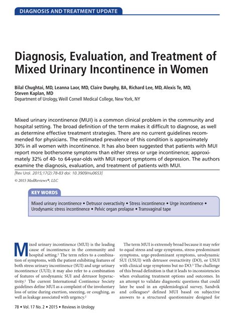 Pdf Diagnosis Evaluation And Treatment Of Mixed Urinary