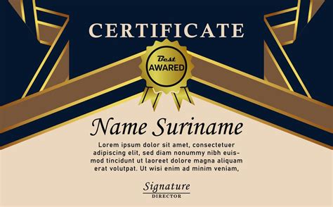 Blue Gold Color Certificate Award Design Modern Certificate With Gold Badge Certificate Border